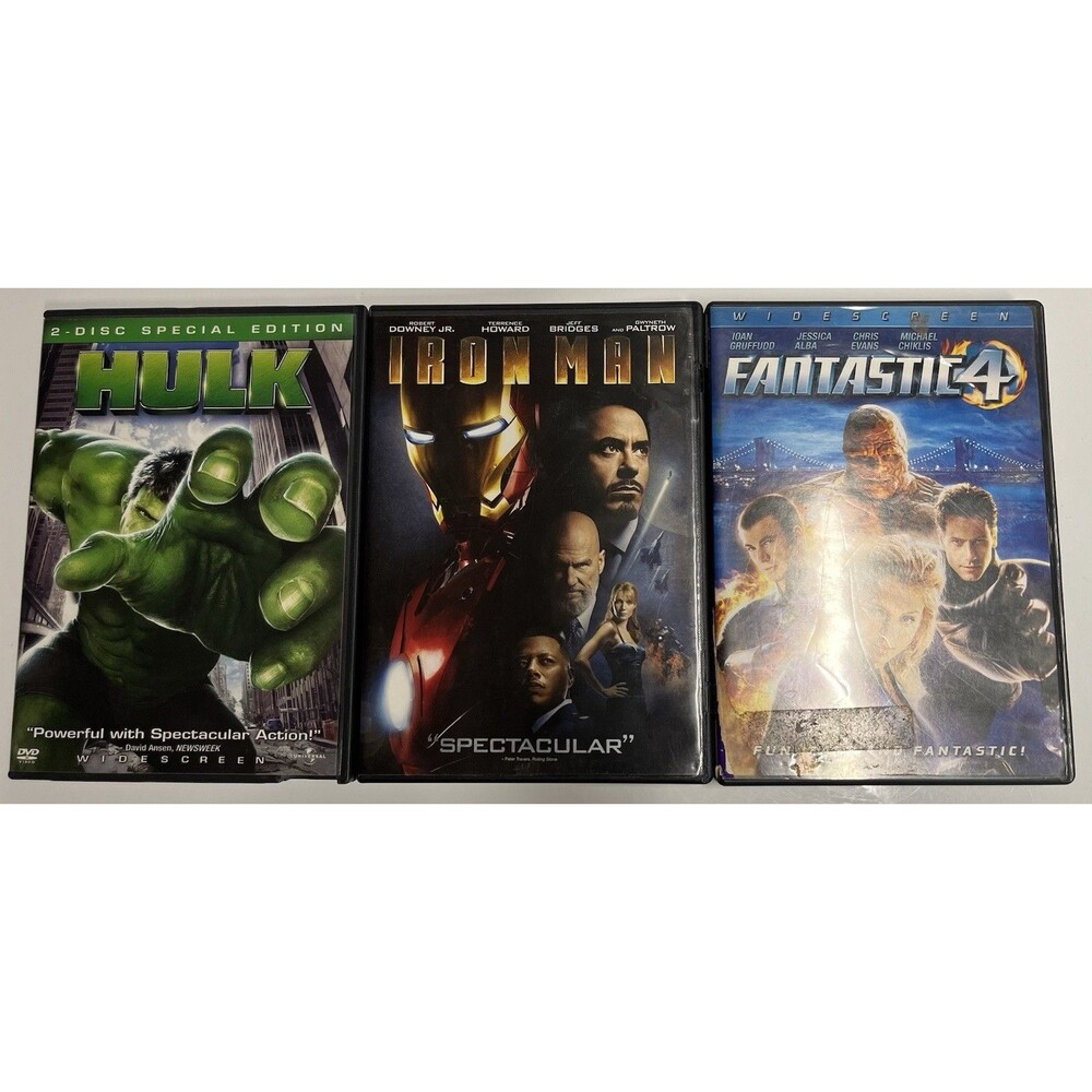 Marvel Superhero DVD Lot of 3 - Iron Man, Hulk Special Edition, Fantastic Four